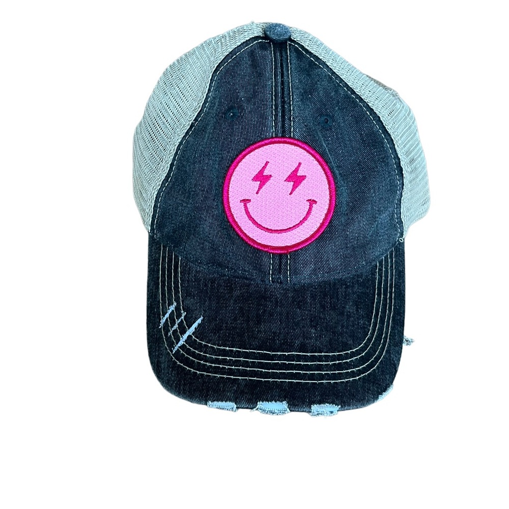 Women's KatyDid Smiley Face Lighting Bolt Trucker Hat